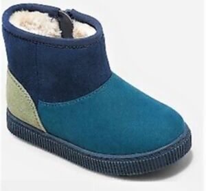 EUC 8T Cat and Jack Arlo Colorblock Boots Blue Green Sherpa Lined Ugg-style